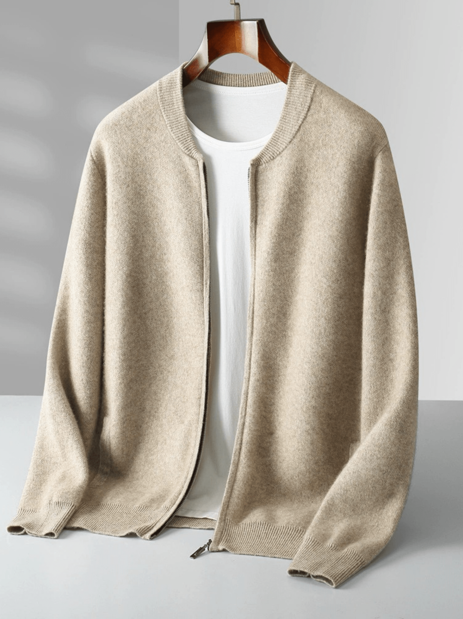 Lightweight Wool Zip Cardigan