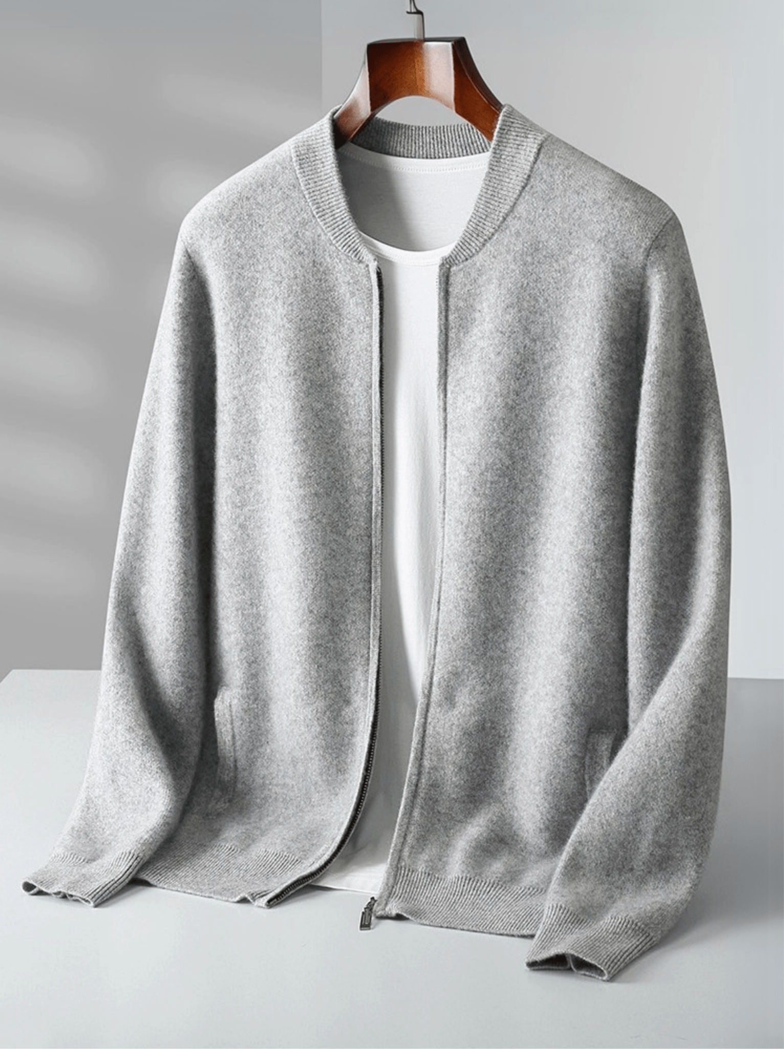 Lightweight Wool Zip Cardigan