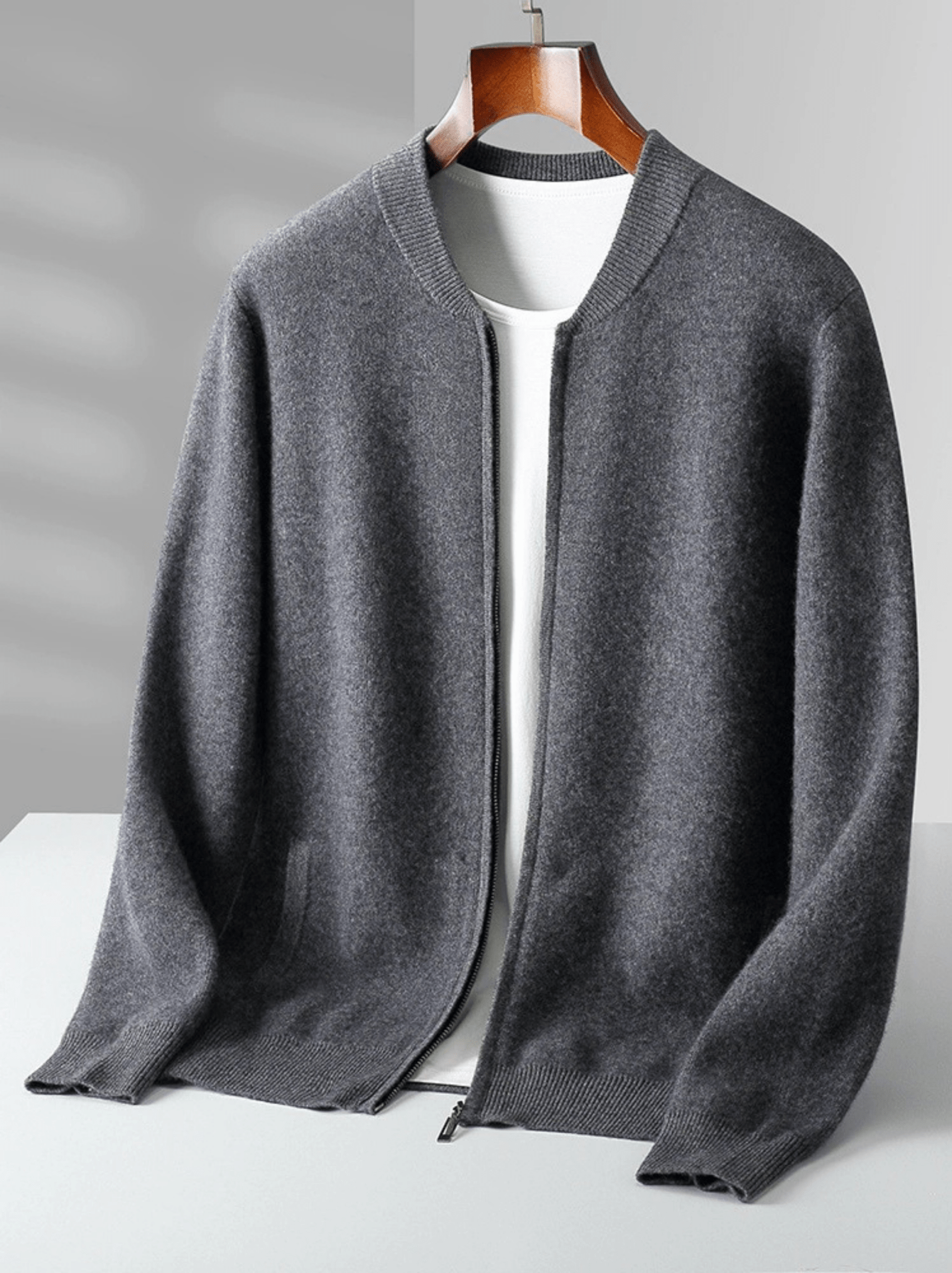 Lightweight Wool Zip Cardigan