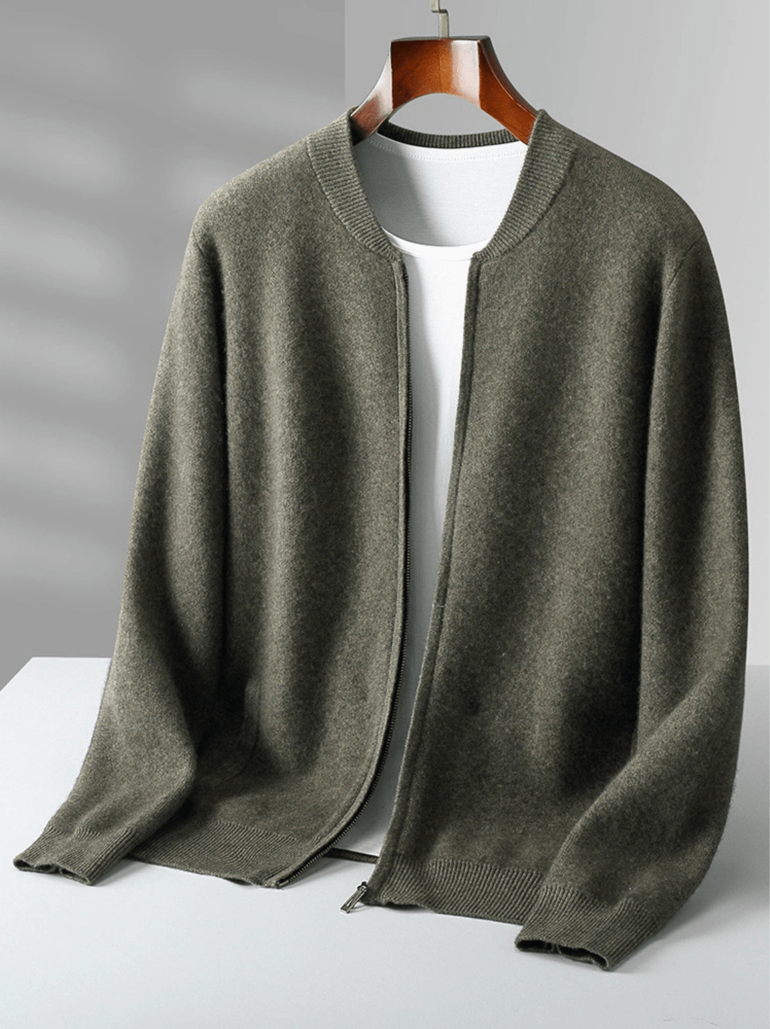 Lightweight Wool Zip Cardigan