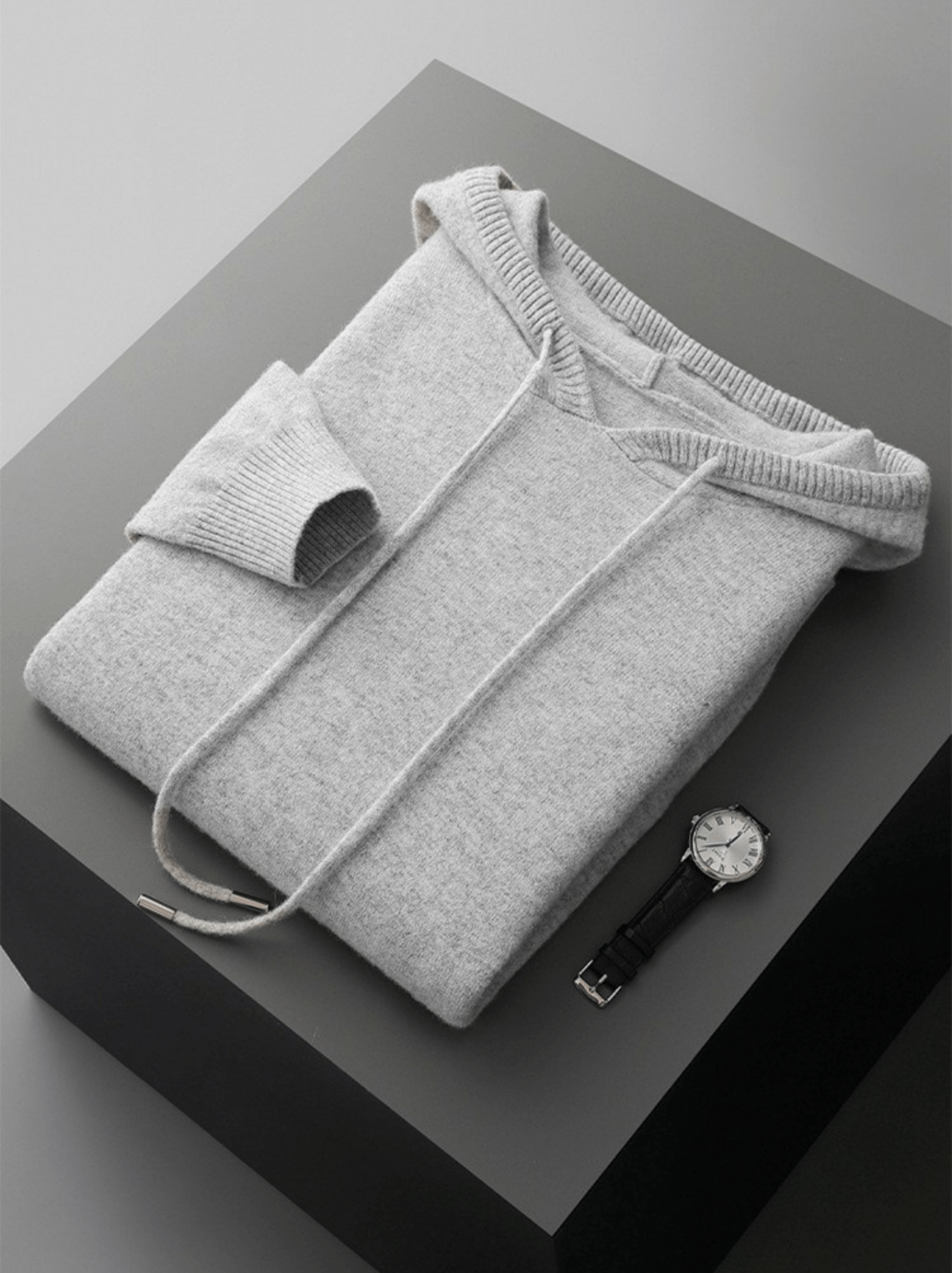 Ribbed Wool Hooded Pullover