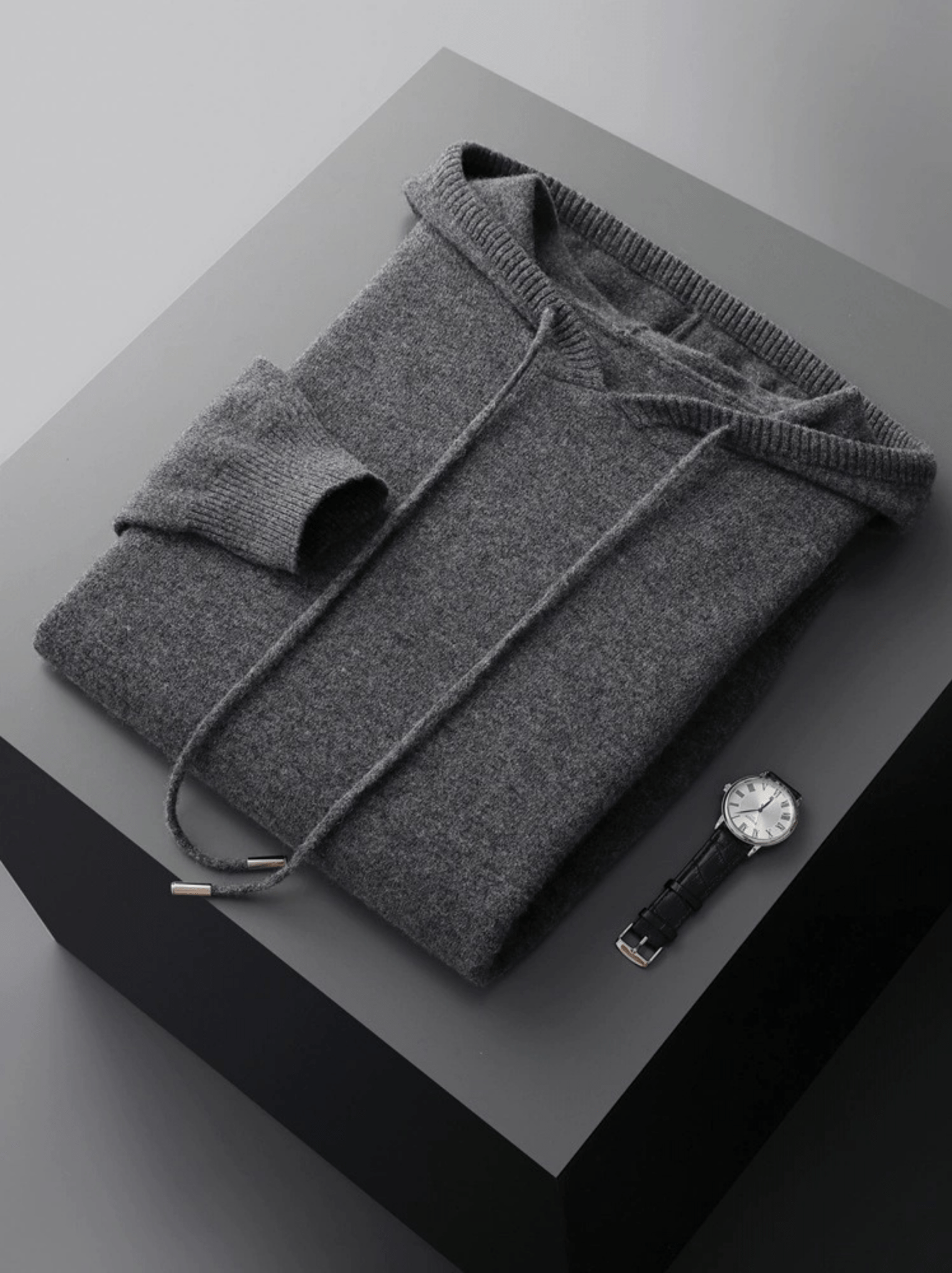 Calvin Hart Ribbed Wool Hooded Pullover