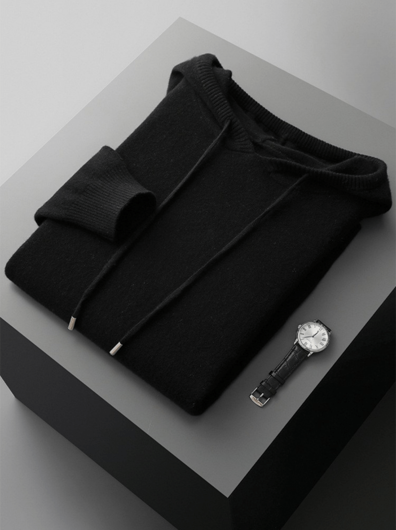 Calvin Hart Ribbed Wool Hooded Pullover