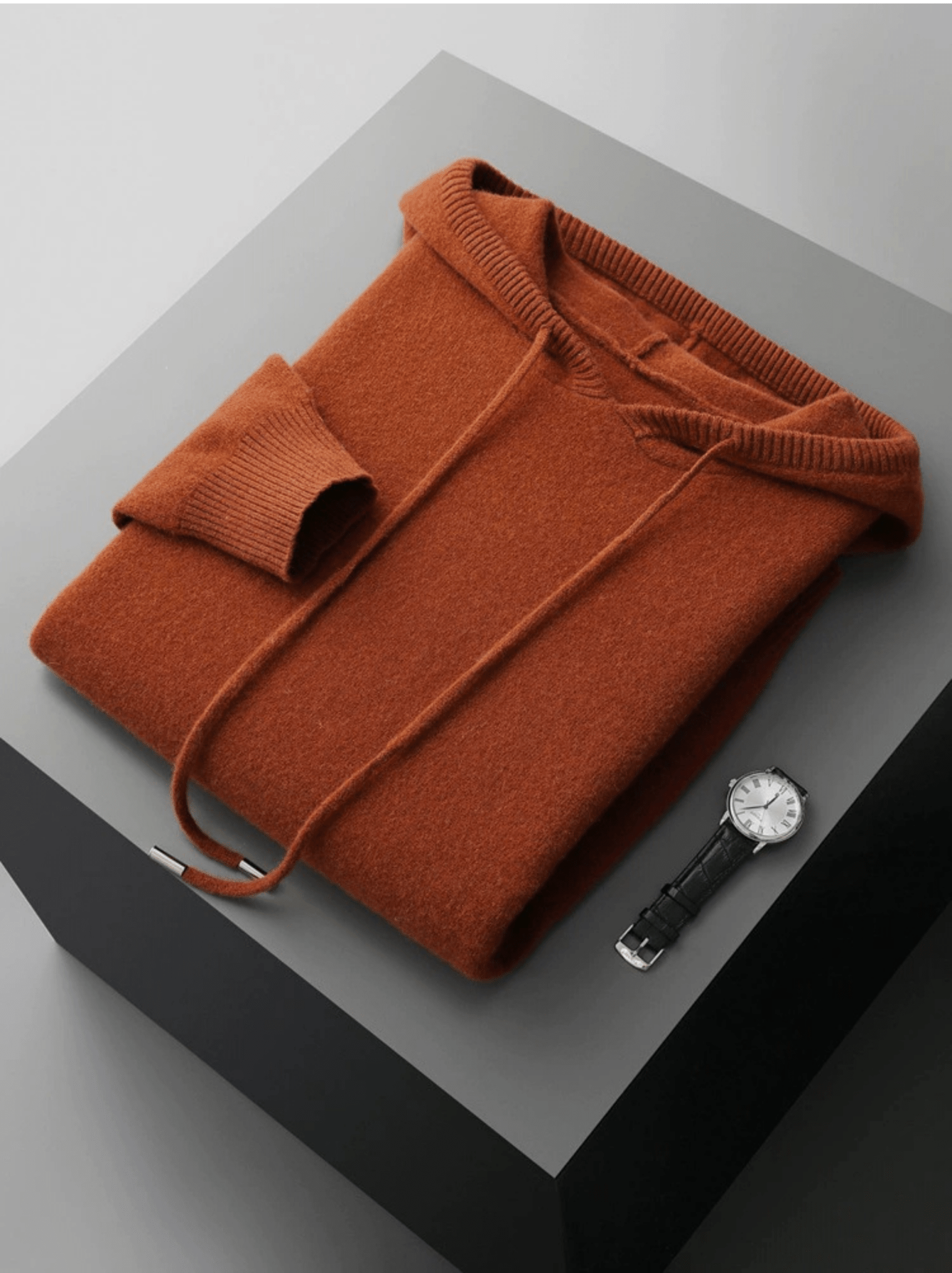 Ribbed Wool Hooded Pullover