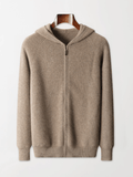 Ribbed Wool Zip Hoodie