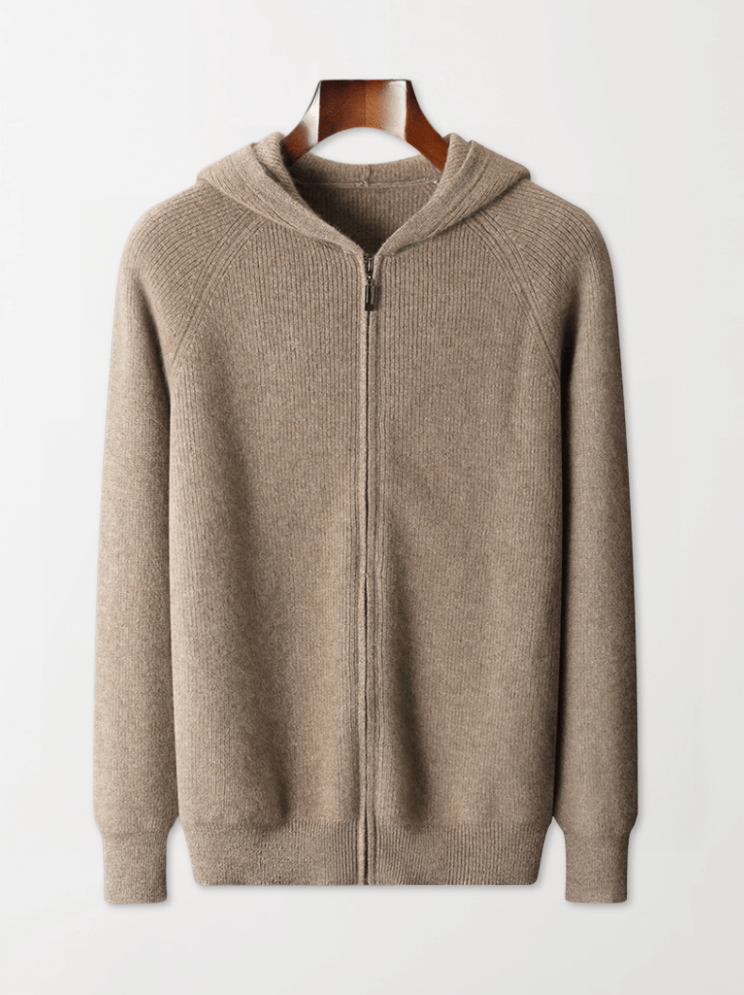 Ribbed Wool Zip Hoodie