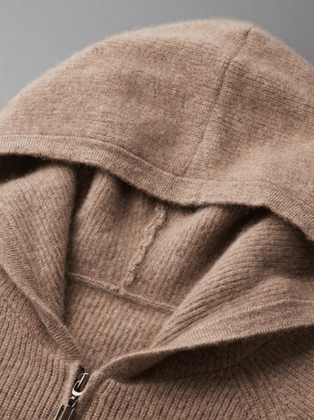 Ribbed Wool Zip Hoodie