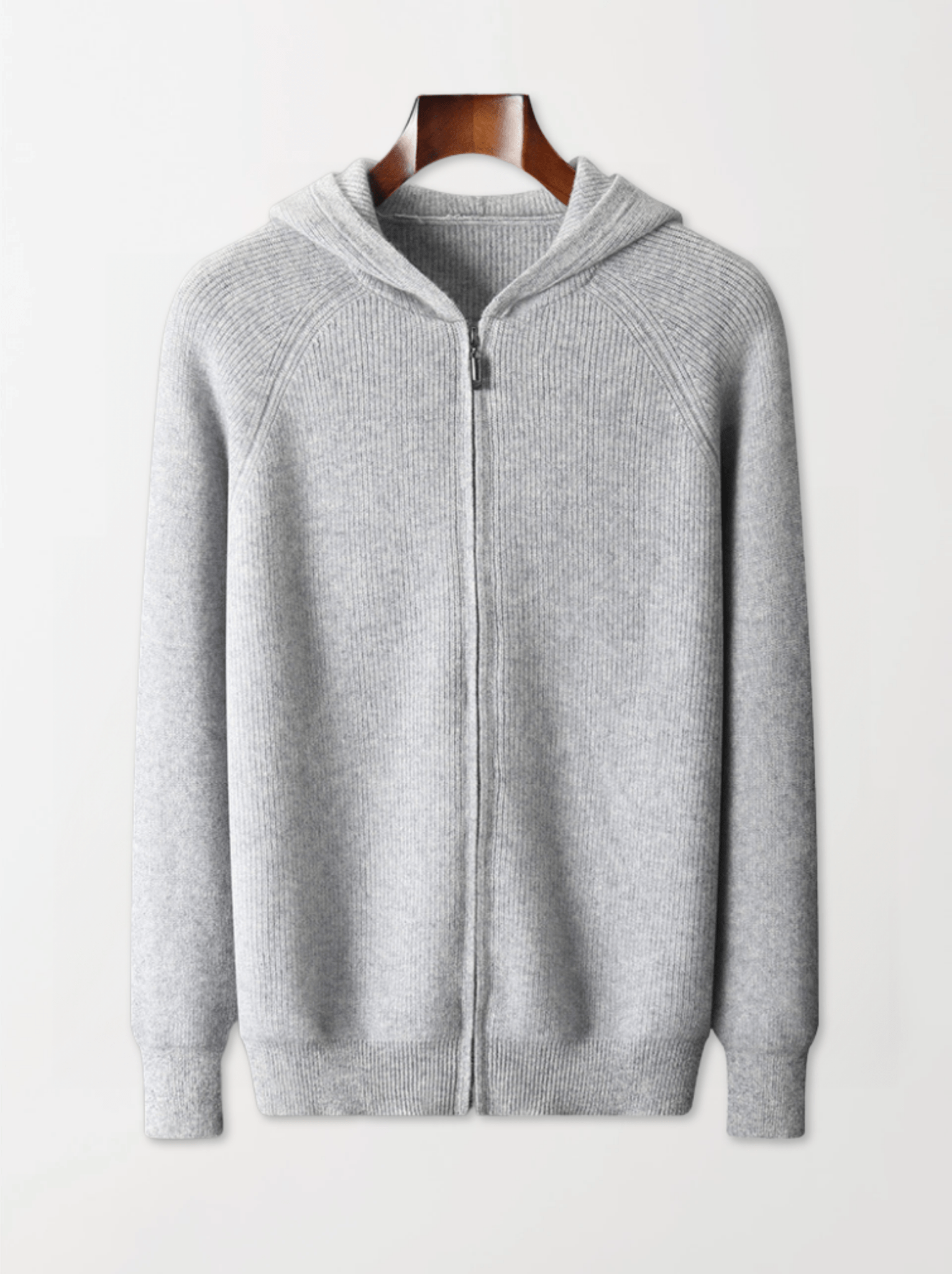 Ribbed Wool Zip Hoodie