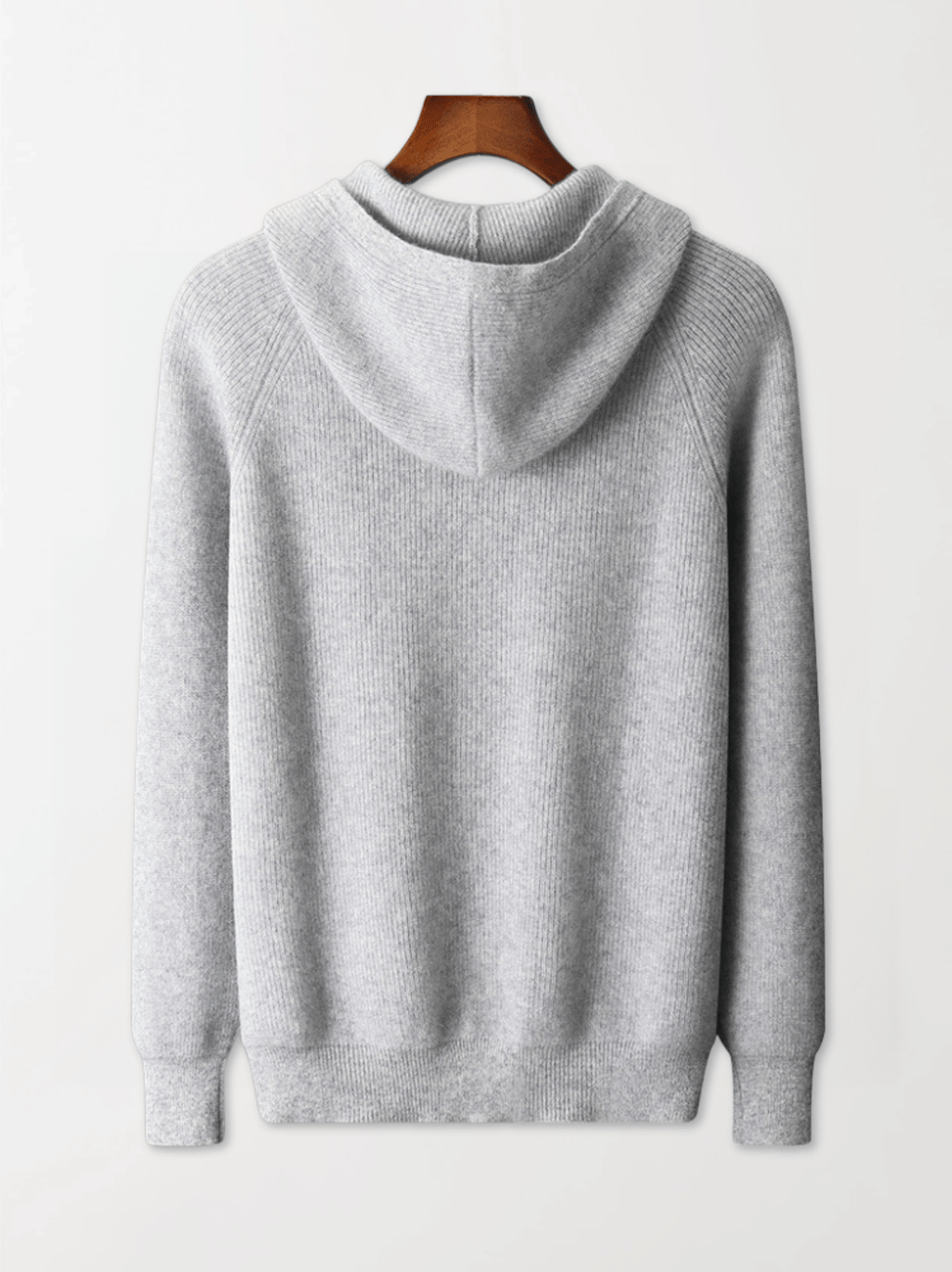 Ribbed Wool Zip Hoodie