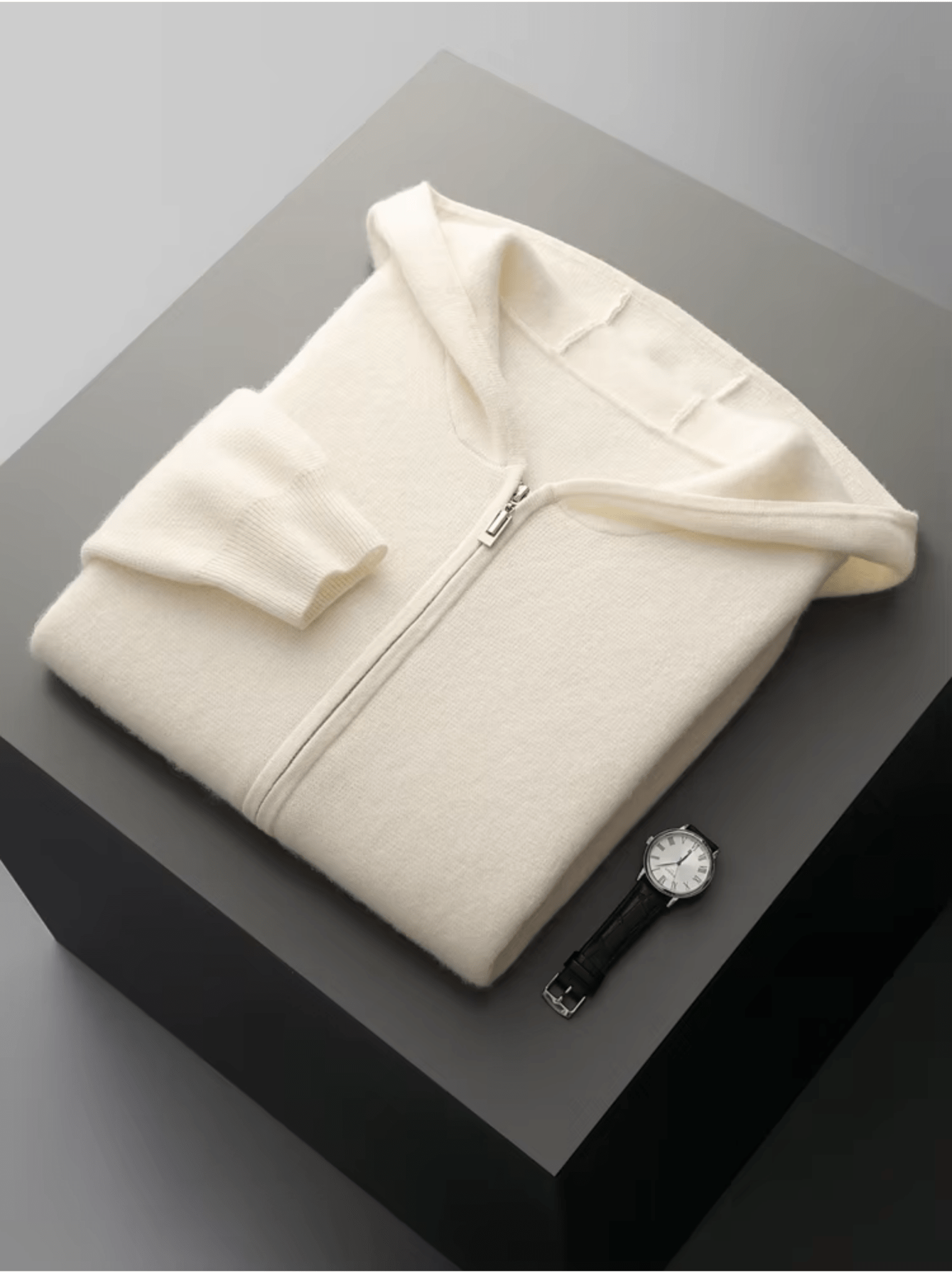 Relaxed Fit Wool Zip Hoodie