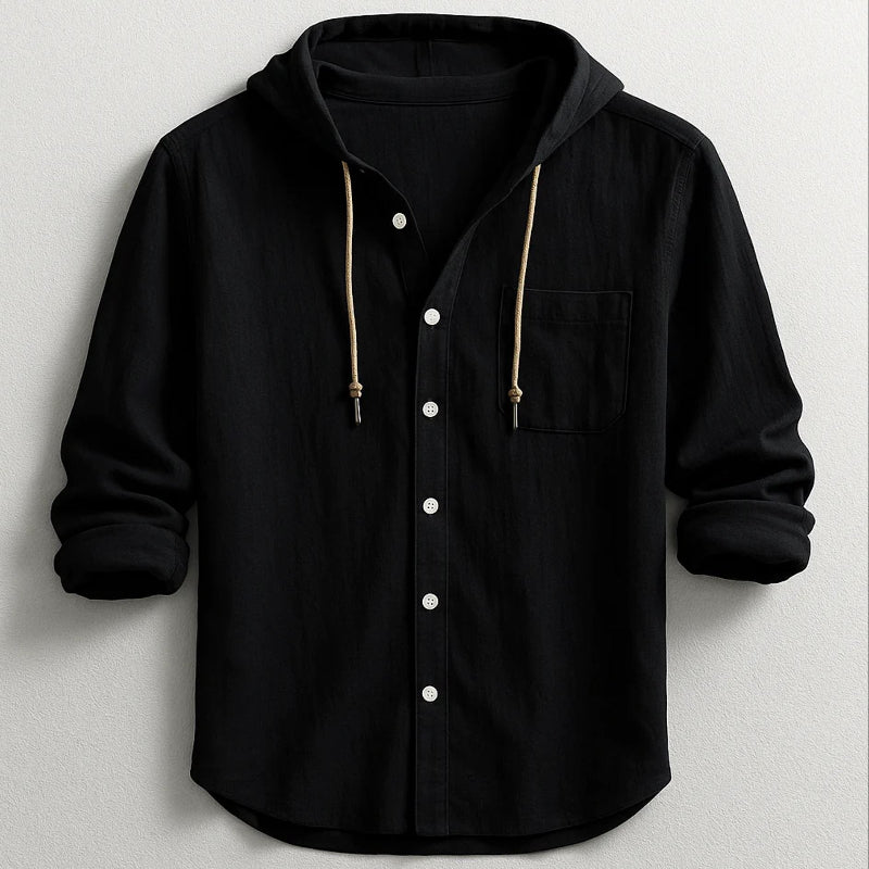 Alessandro Veneti Hooded Button-Up Shirt
