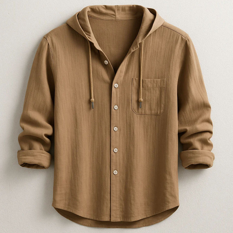 Alessandro Veneti Hooded Button-Up Shirt