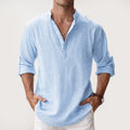 Caleb - Men's Long Sleeve Henley Shirt with Roll-Up Sleeves