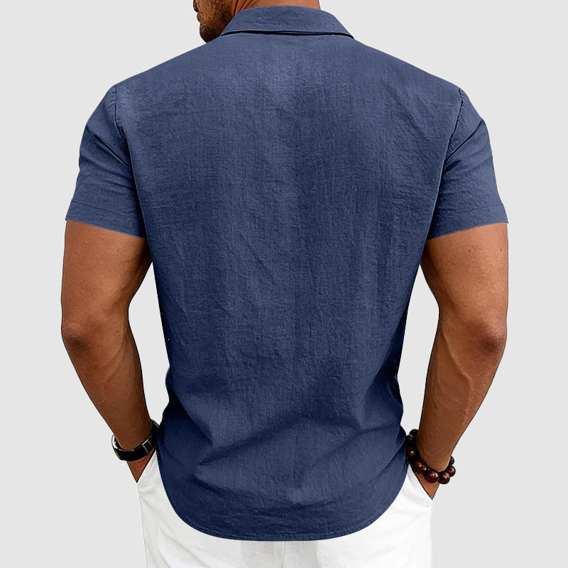 Derek - Men's Linen Utility Pocket Short Sleeve Shirt