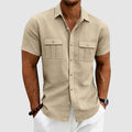 Derek - Men's Linen Utility Pocket Short Sleeve Shirt