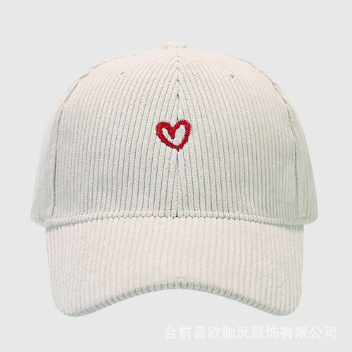 Everyday Corduroy Cap with Embroidered Heart