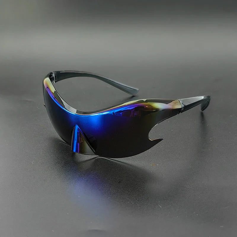 Futuristic Shield Sunglasses with Reflective Finish