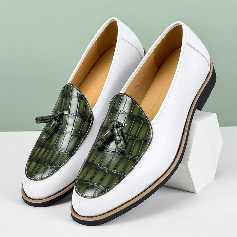 Lorenzo Vitali Croc-Embossed Tassel Loafers