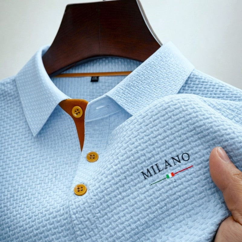 Lorenzo Vitali Textured Polo Shirt with Button Placket