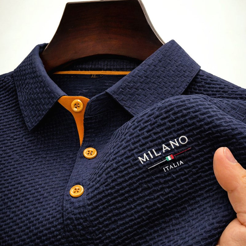 Lorenzo Vitali Textured Polo Shirt with Button Placket