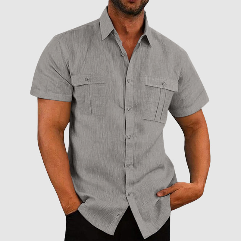 Marcus - Men's Linen Short Sleeve Dual Pocket Shirt