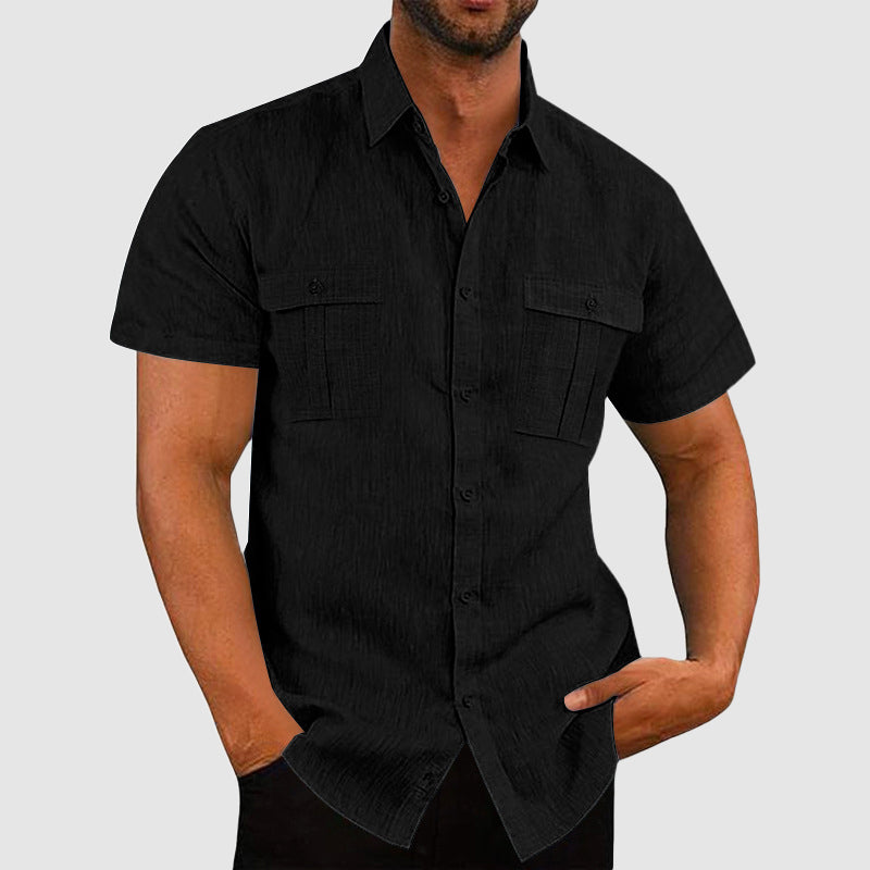 Marcus - Men's Linen Short Sleeve Dual Pocket Shirt