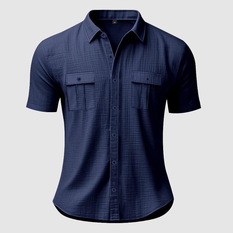 Marcus - Men's Linen Short Sleeve Dual Pocket Shirt