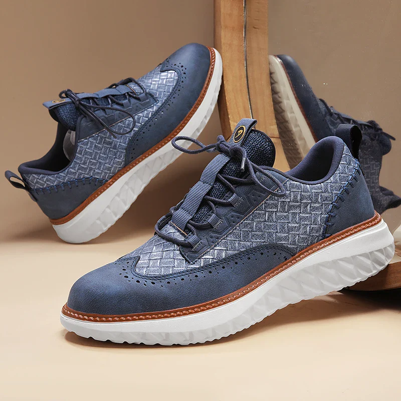 Men’s Casual Leather Oxford-Style Sneakers