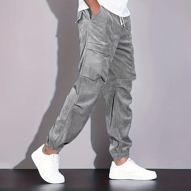 Men’s Corduroy Cargo Pants with Multiple Pockets