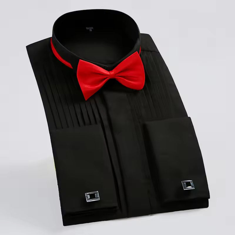 Men’s Formal Tuxedo Shirt with Bow Tie and Cufflinks