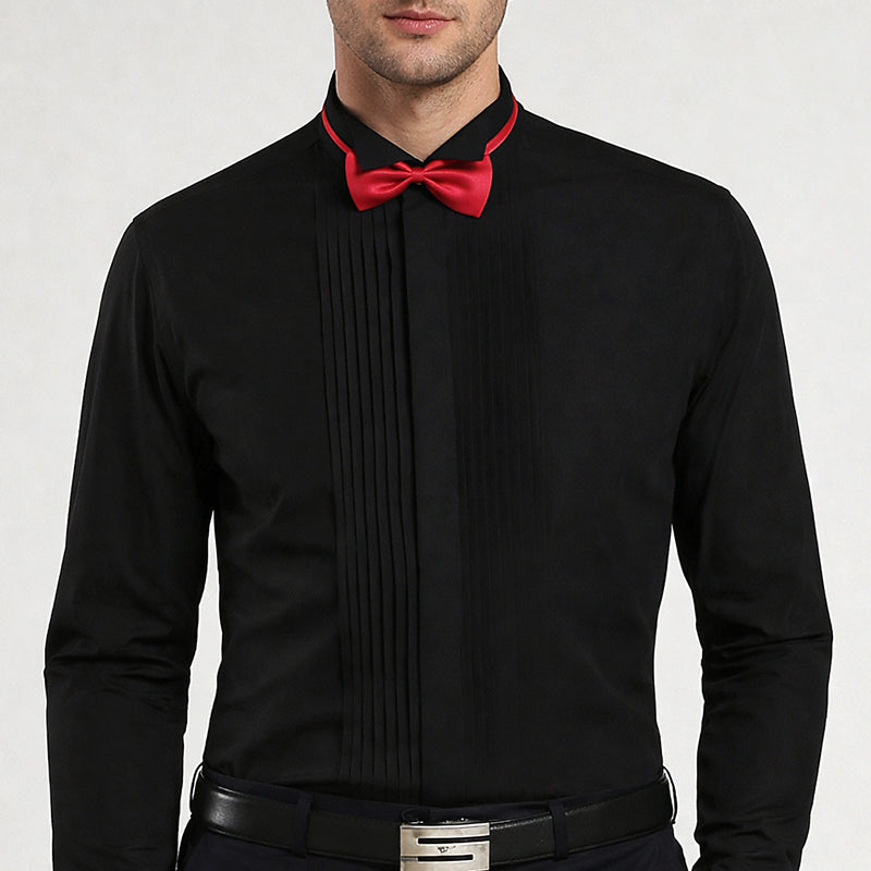 Men’s Formal Tuxedo Shirt with Bow Tie and Cufflinks