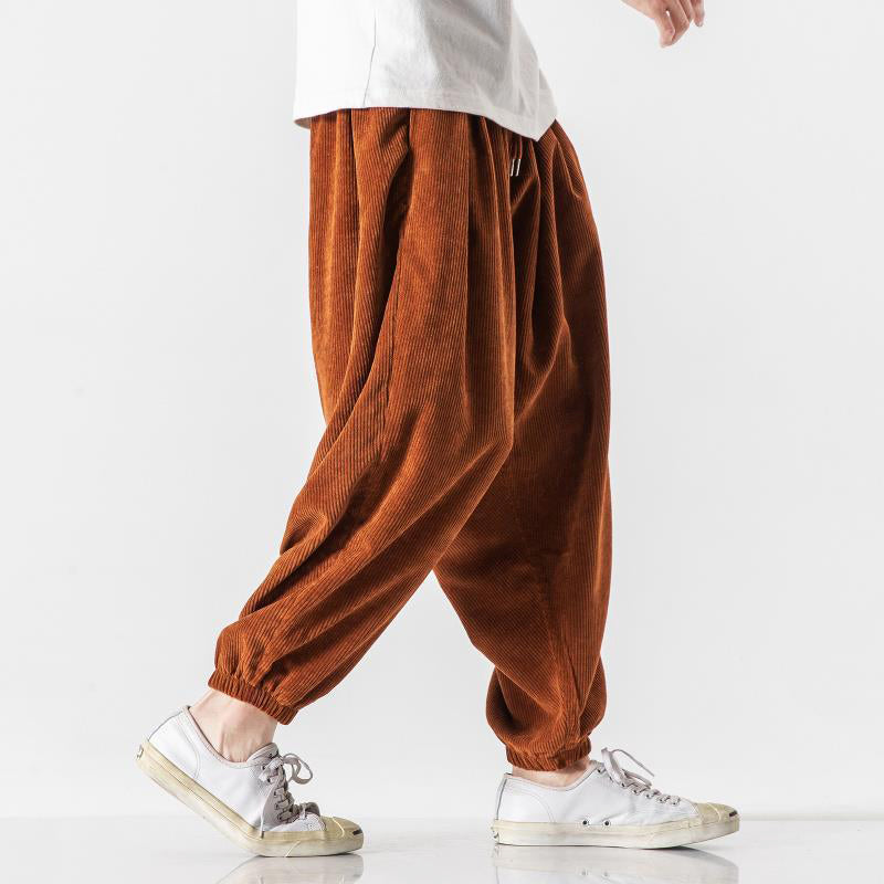 Men’s Loose Corduroy Pants with Elastic Cuffs