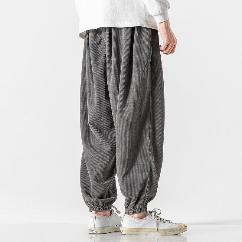 Men’s Loose Corduroy Pants with Elastic Cuffs