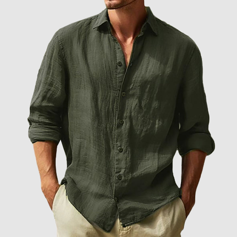 Ryan - Men's Button Up Long Sleeve Cotton Shirt