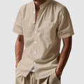 Shane - Men's Linen Mandarin Collar Short Sleeve Shirt