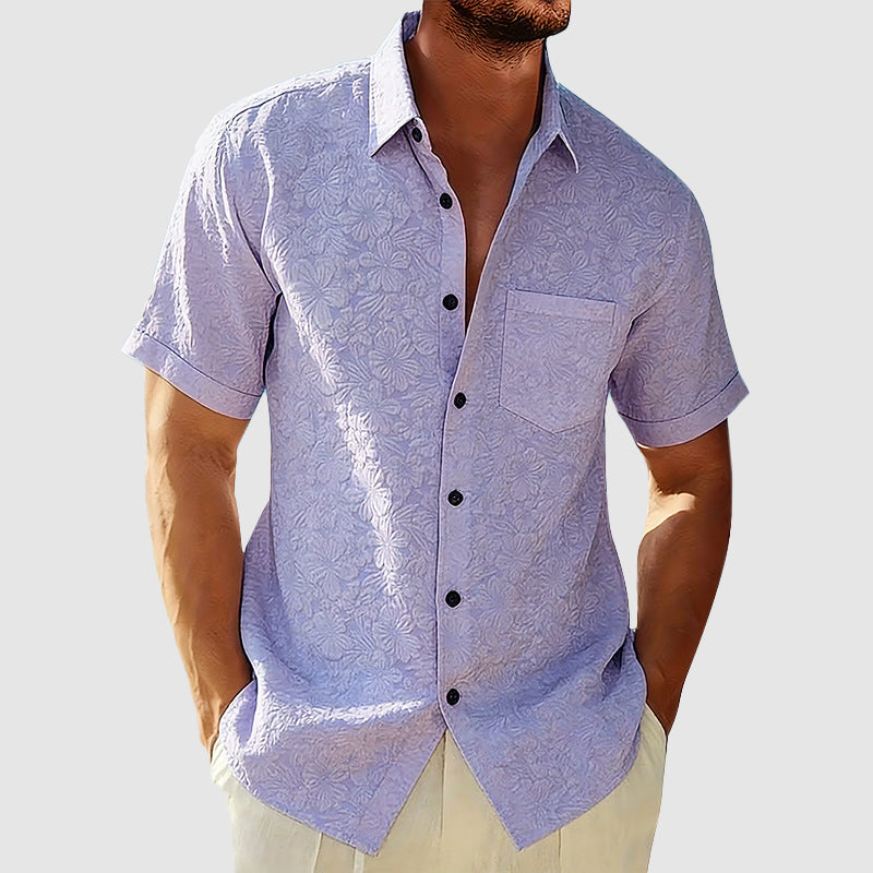 Trevor - Men's Cotton Textured Floral Short Sleeve Shirt