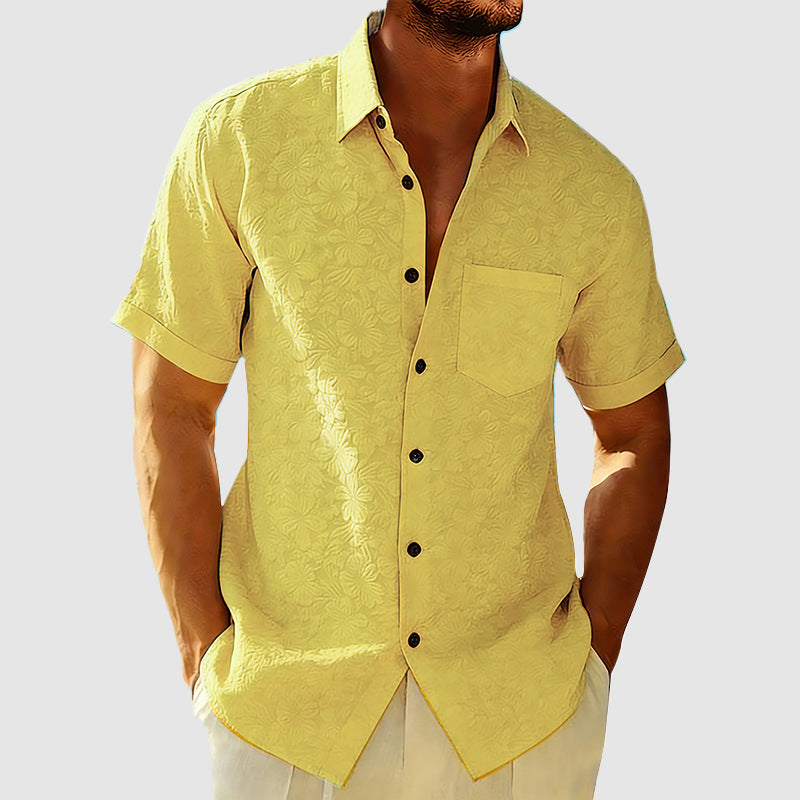 Trevor - Men's Cotton Textured Floral Short Sleeve Shirt