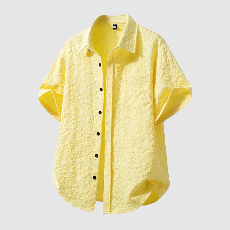 Trevor - Men's Cotton Textured Floral Short Sleeve Shirt