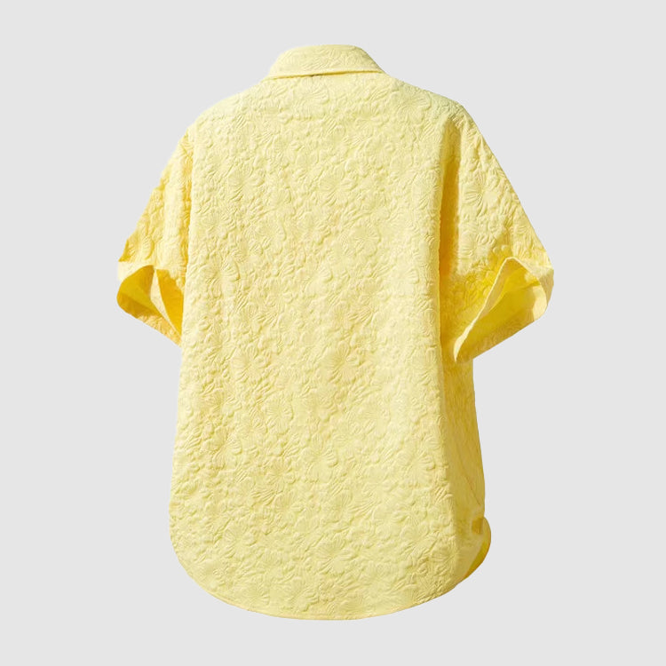 Trevor - Men's Cotton Textured Floral Short Sleeve Shirt