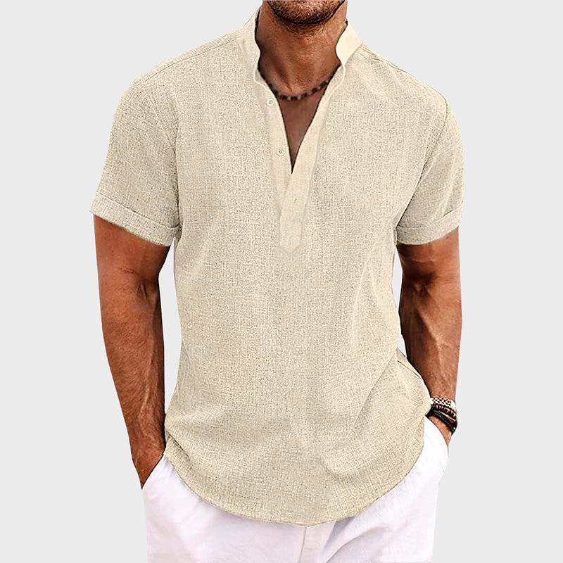 Tyler - Men's Short Sleeve Textured Henley Shirt