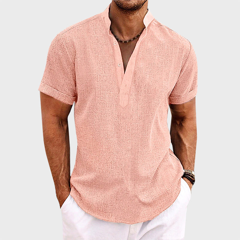 Tyler - Men's Short Sleeve Textured Henley Shirt