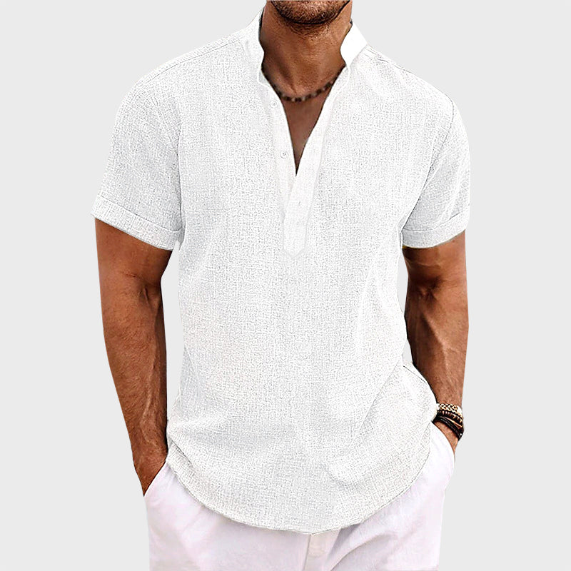 Tyler - Men's Short Sleeve Textured Henley Shirt