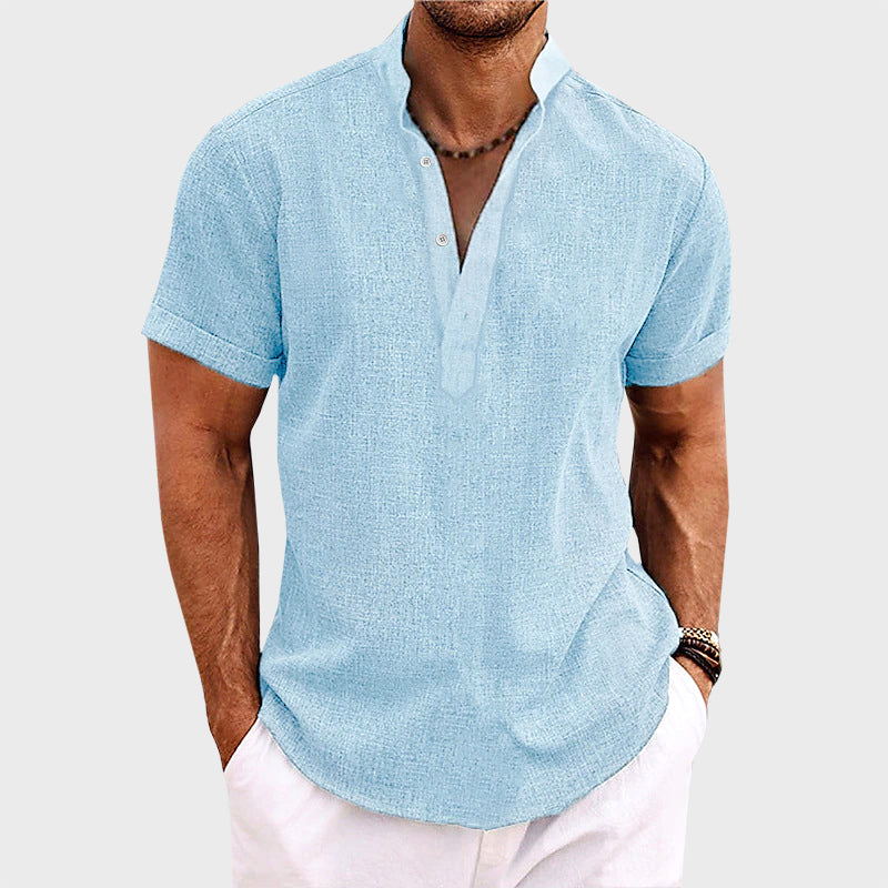Tyler - Men's Short Sleeve Textured Henley Shirt