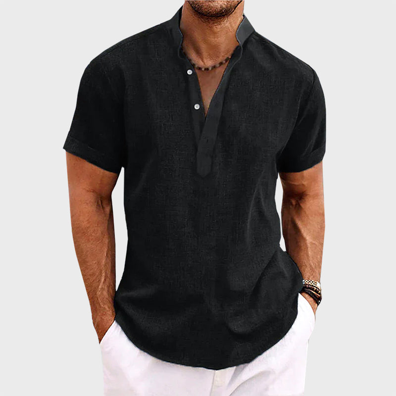 Tyler - Men's Short Sleeve Textured Henley Shirt