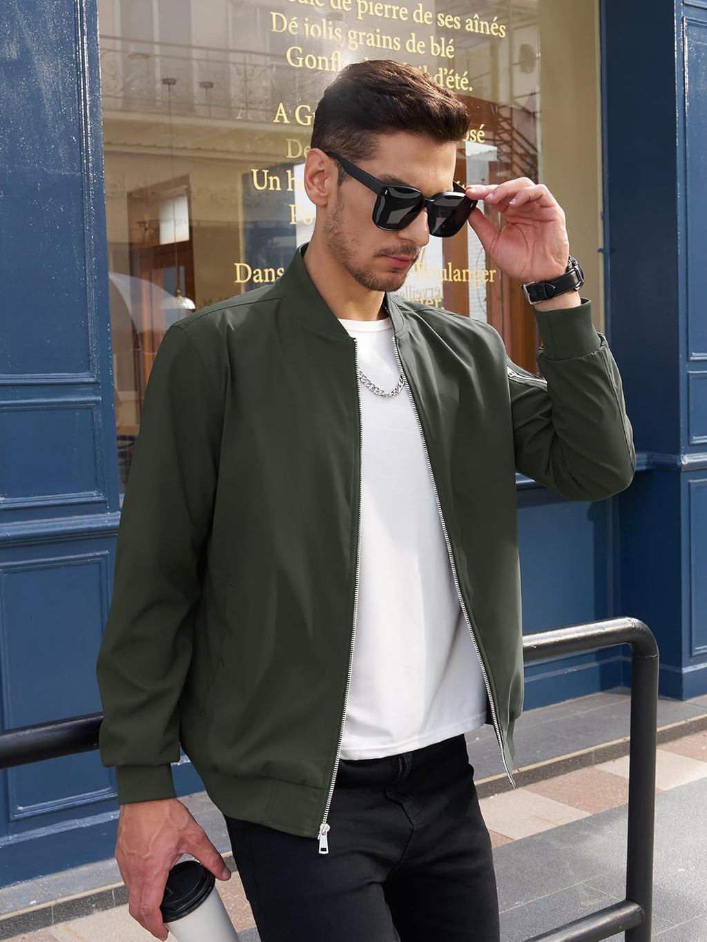 Men's Bomber Jacket Lightweight Windbreaker Plaid Lined