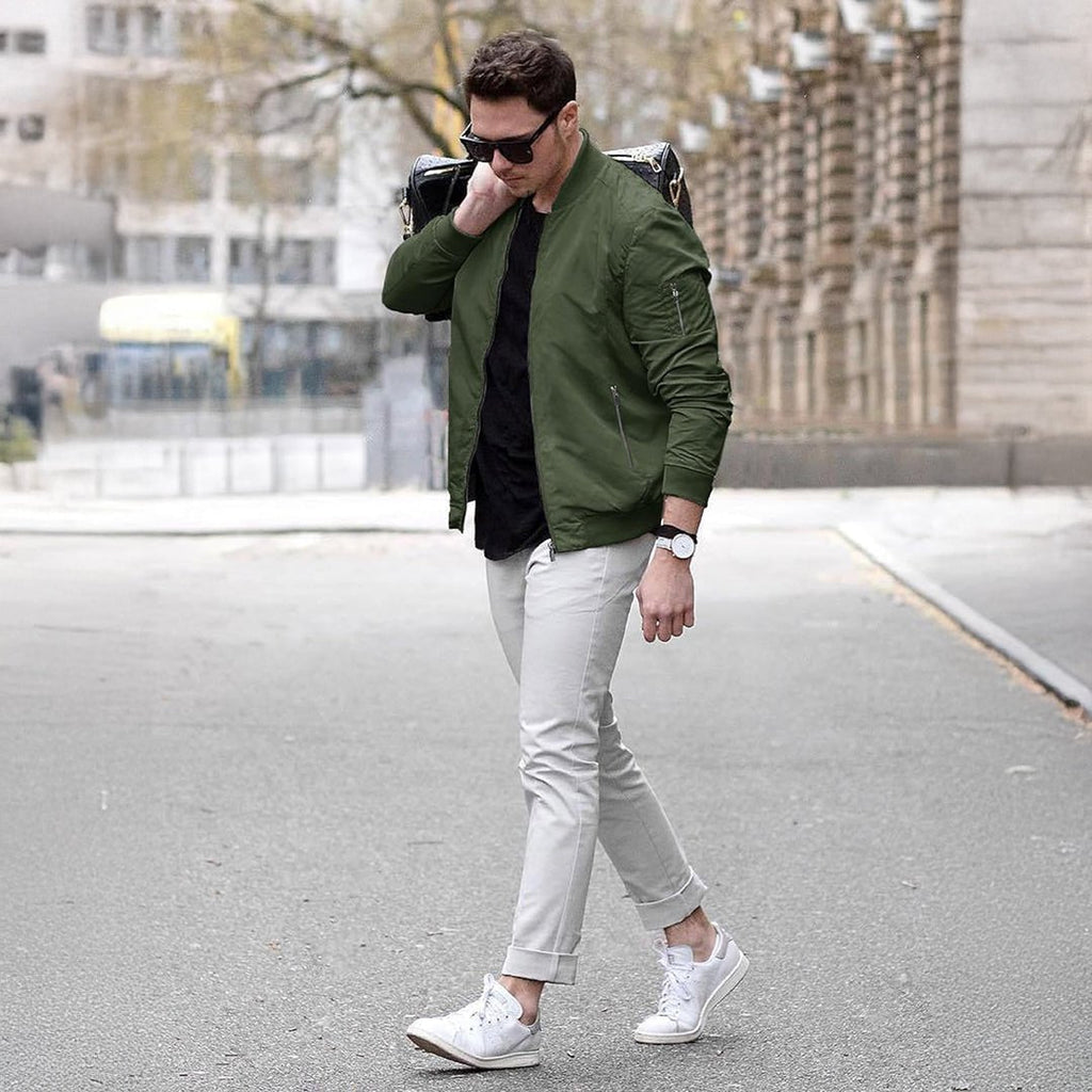 Vintage Bomber Flight Jacket Zip-Pocket