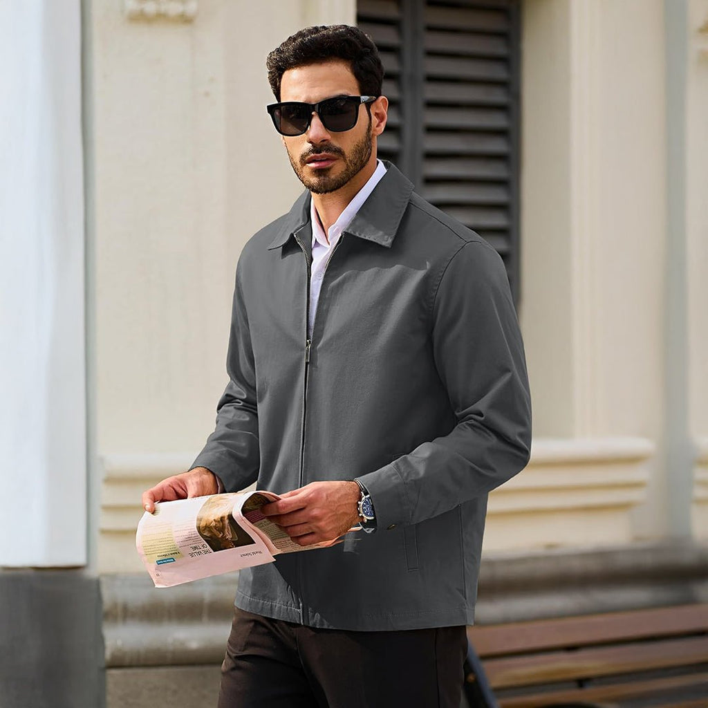 Cotton Windbreaker Full Zip Lightweight Jacket