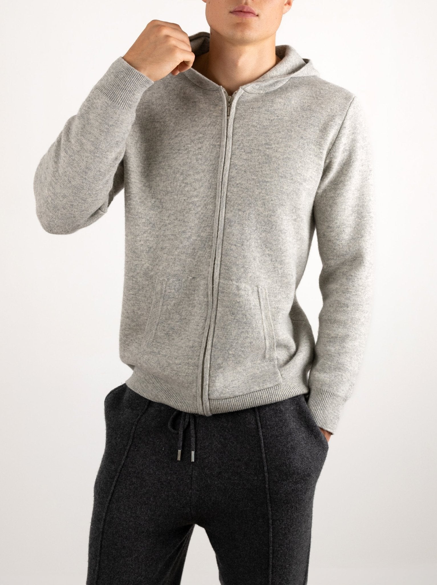 Relaxed Fit Wool Zip Hoodie