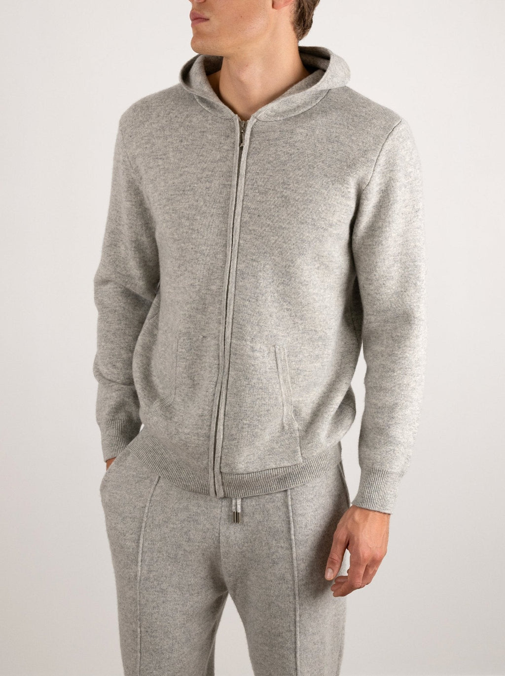 Zip-Up Wool Hoodie Comfort Set