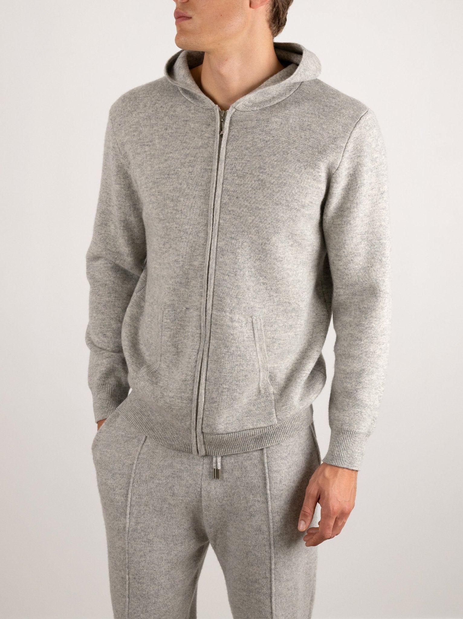 Zip-Up Wool Hoodie Comfort Set